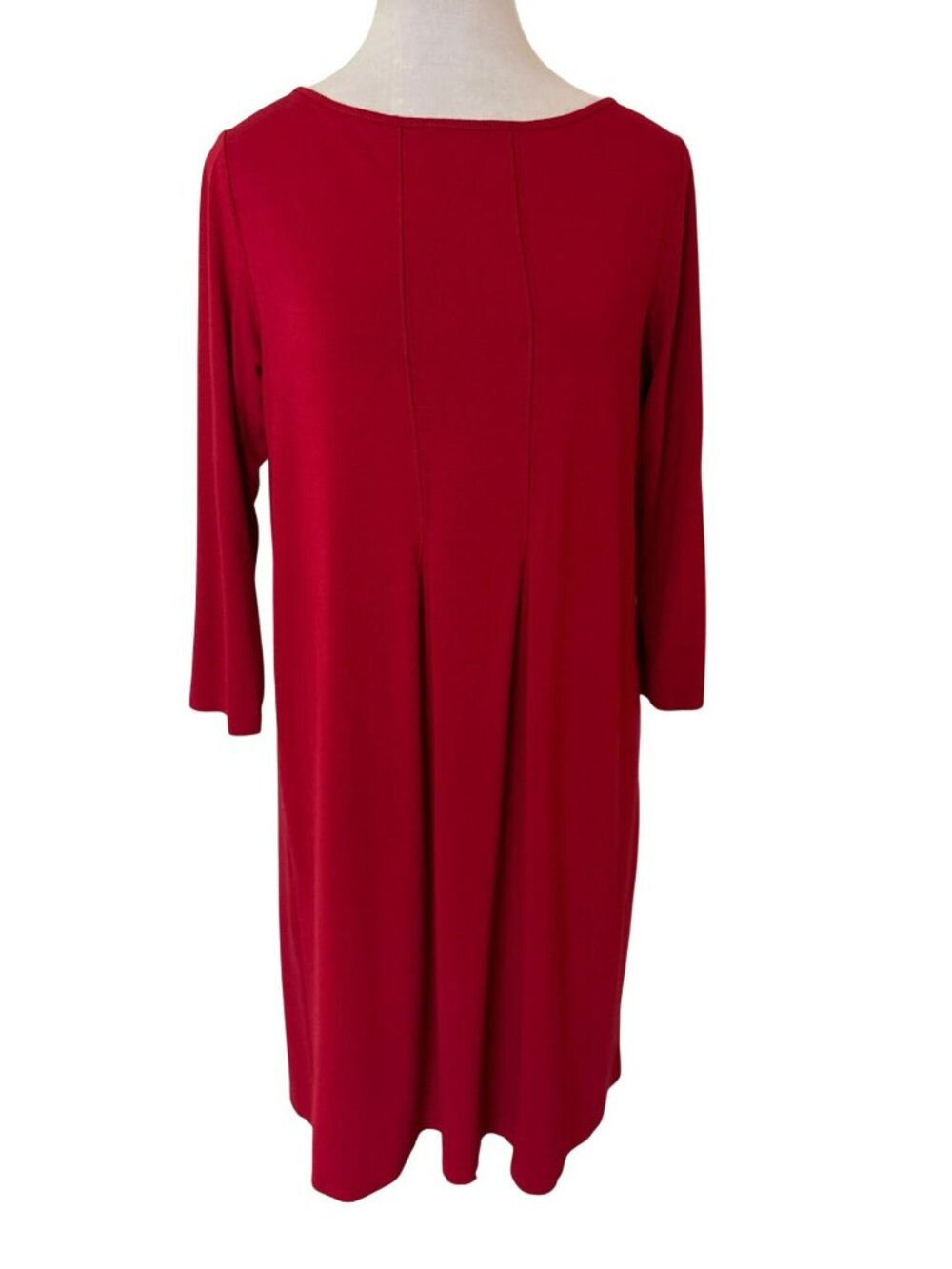 J. Jill Wearever Collection Red 3/4 Sleeve Tunic Dress Small Petite